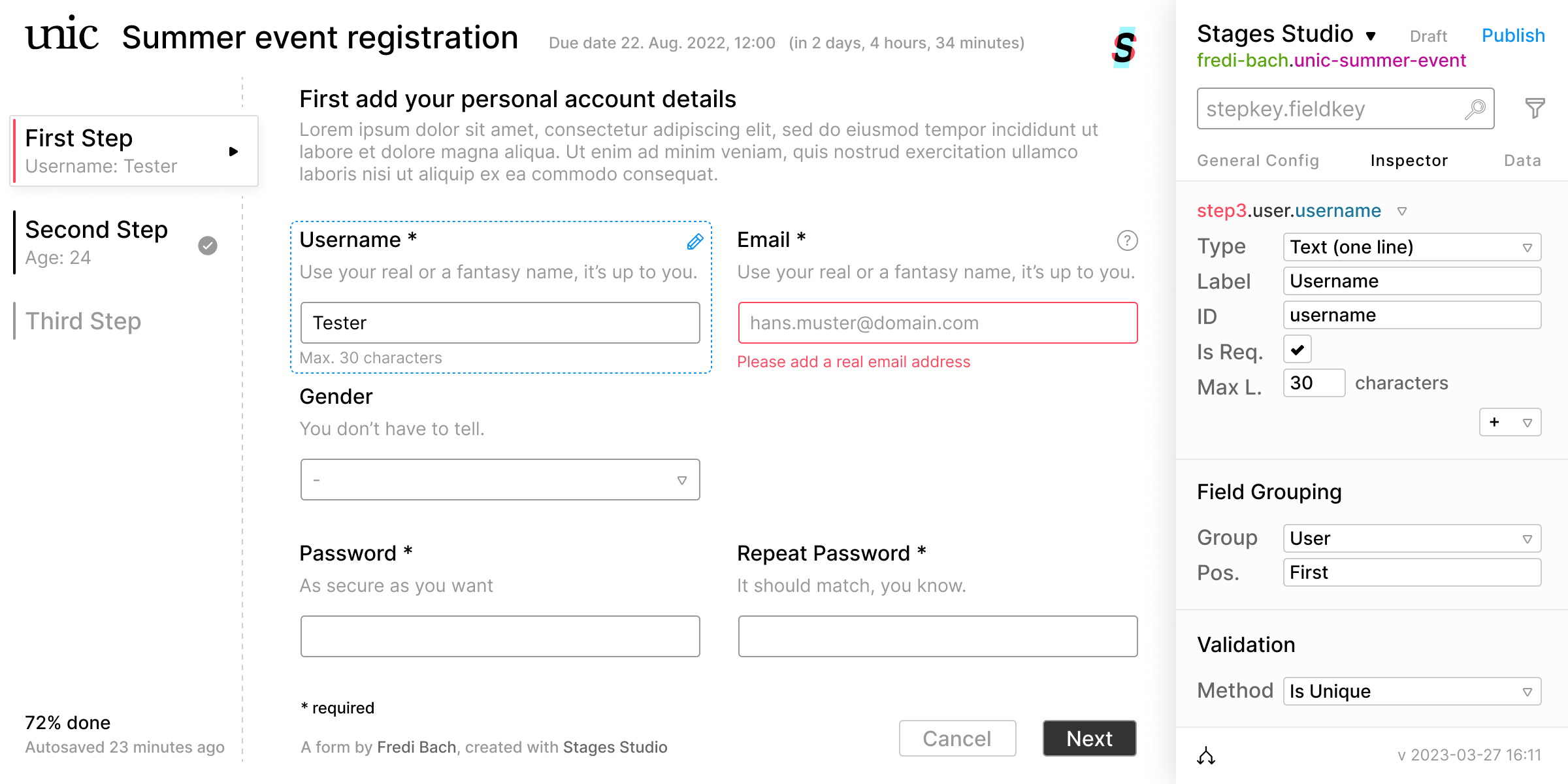 Stages Studio editor preview